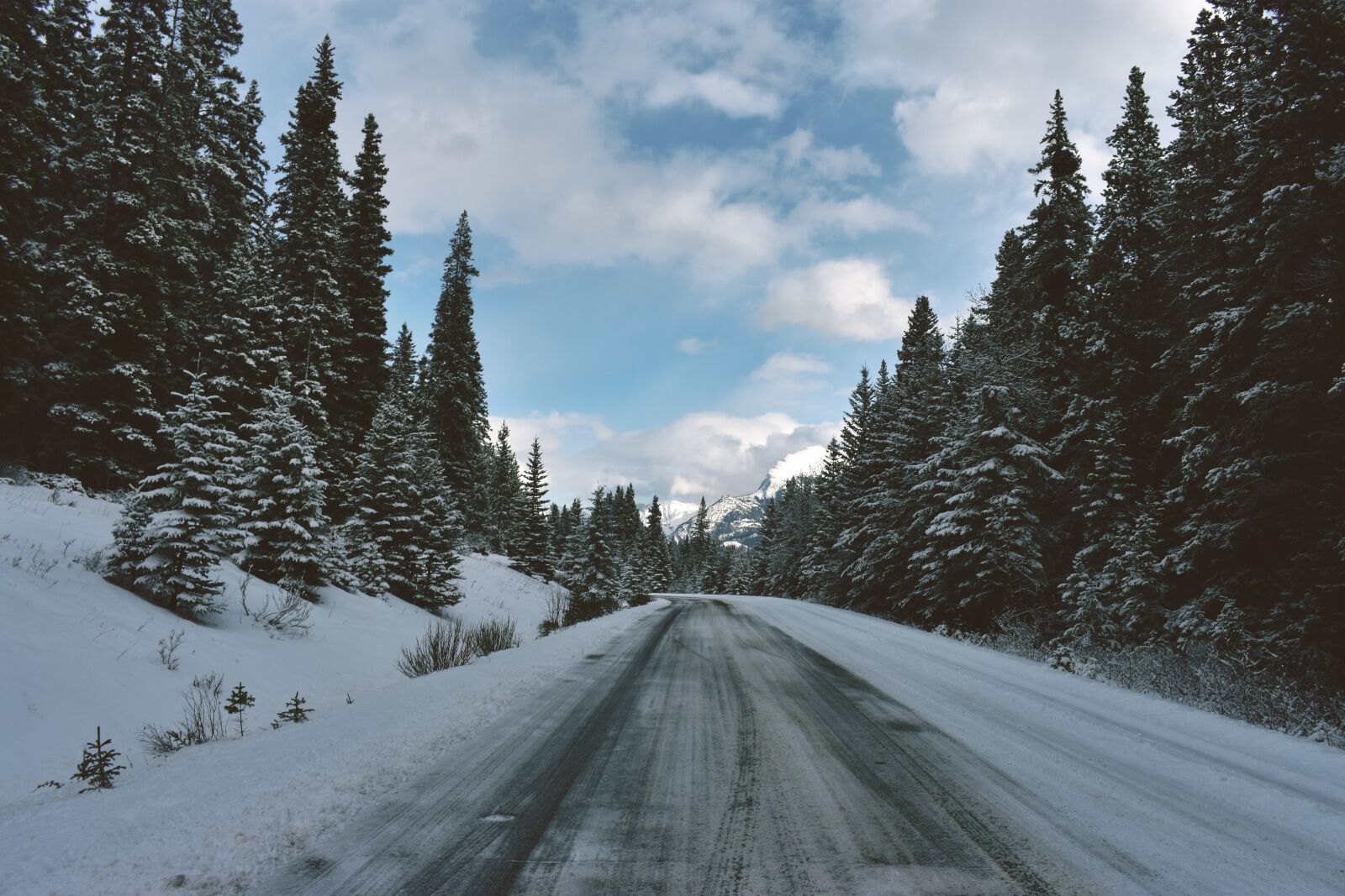 Nikon D3400 sample photo. Banff, snow, road photography