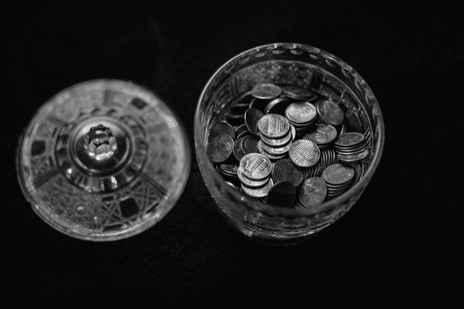 Canon EOS 5D Mark II + Canon EF 85mm F1.8 USM sample photo. Black, and, white, coins photography