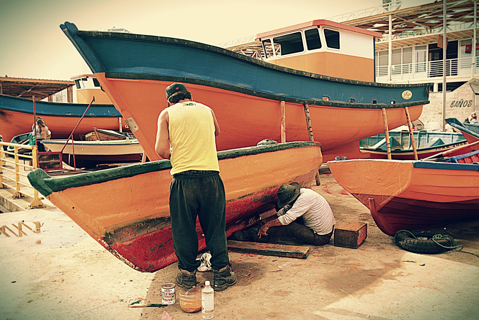 Nikon D5200 sample photo. Painting, boats, fishermen photography