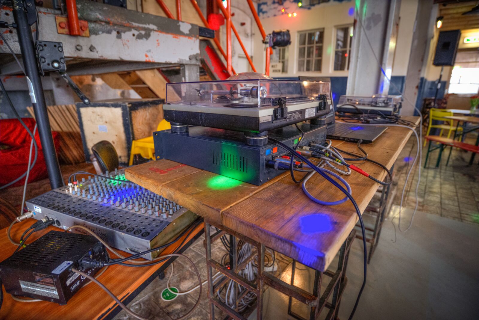 Nikon D610 sample photo. Turntable, mixer, music photography
