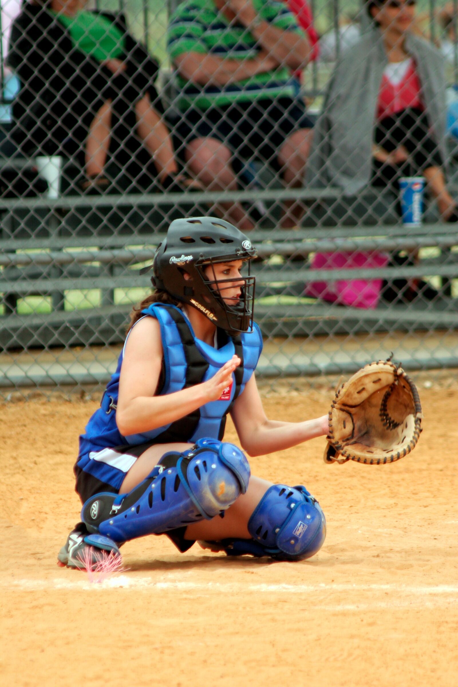 Canon EOS 20D sample photo. Softball, catcher, female photography