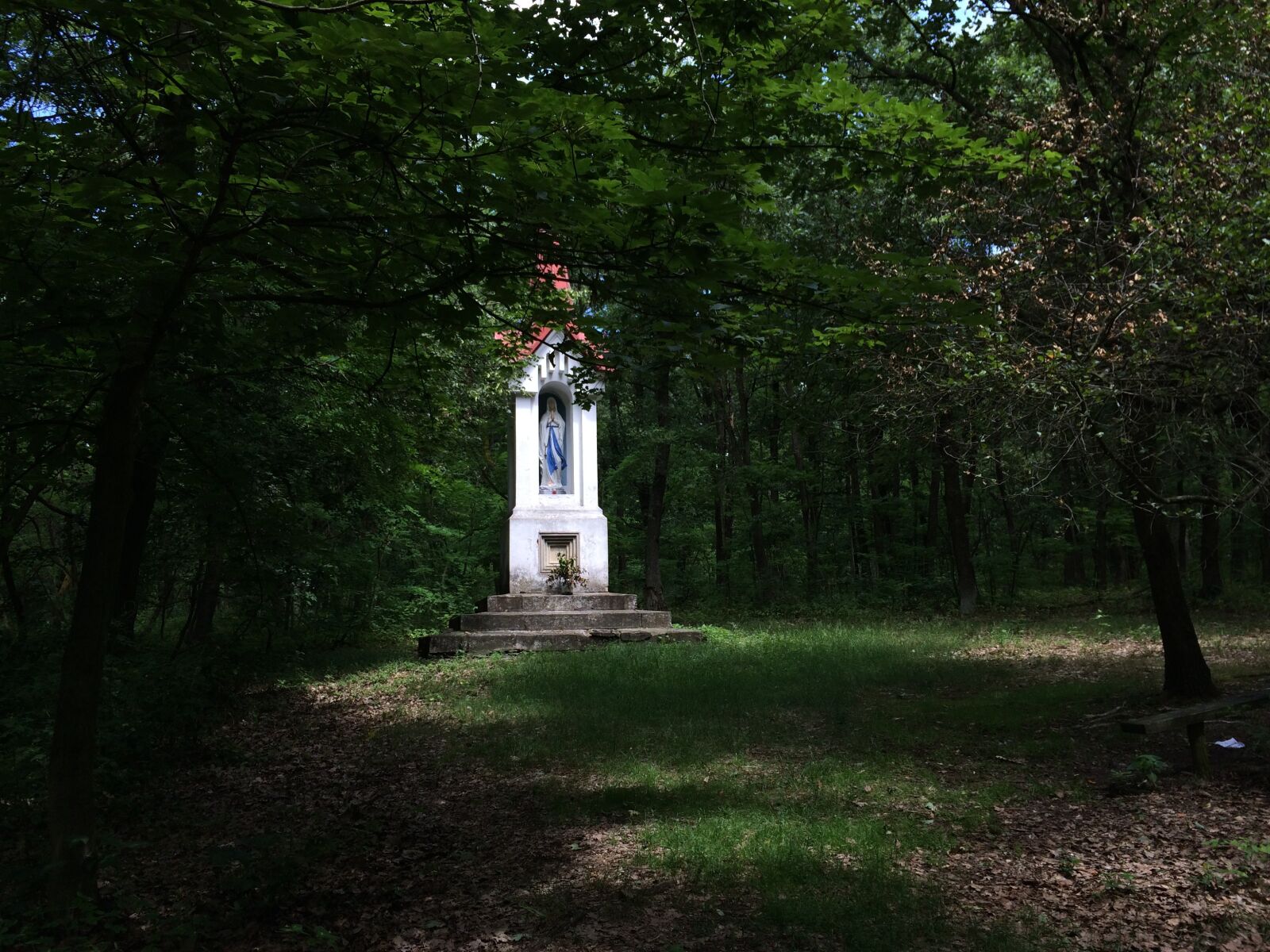 iPhone 5s back camera 4.15mm f/2.2 sample photo. Chapel, forest, shadow photography