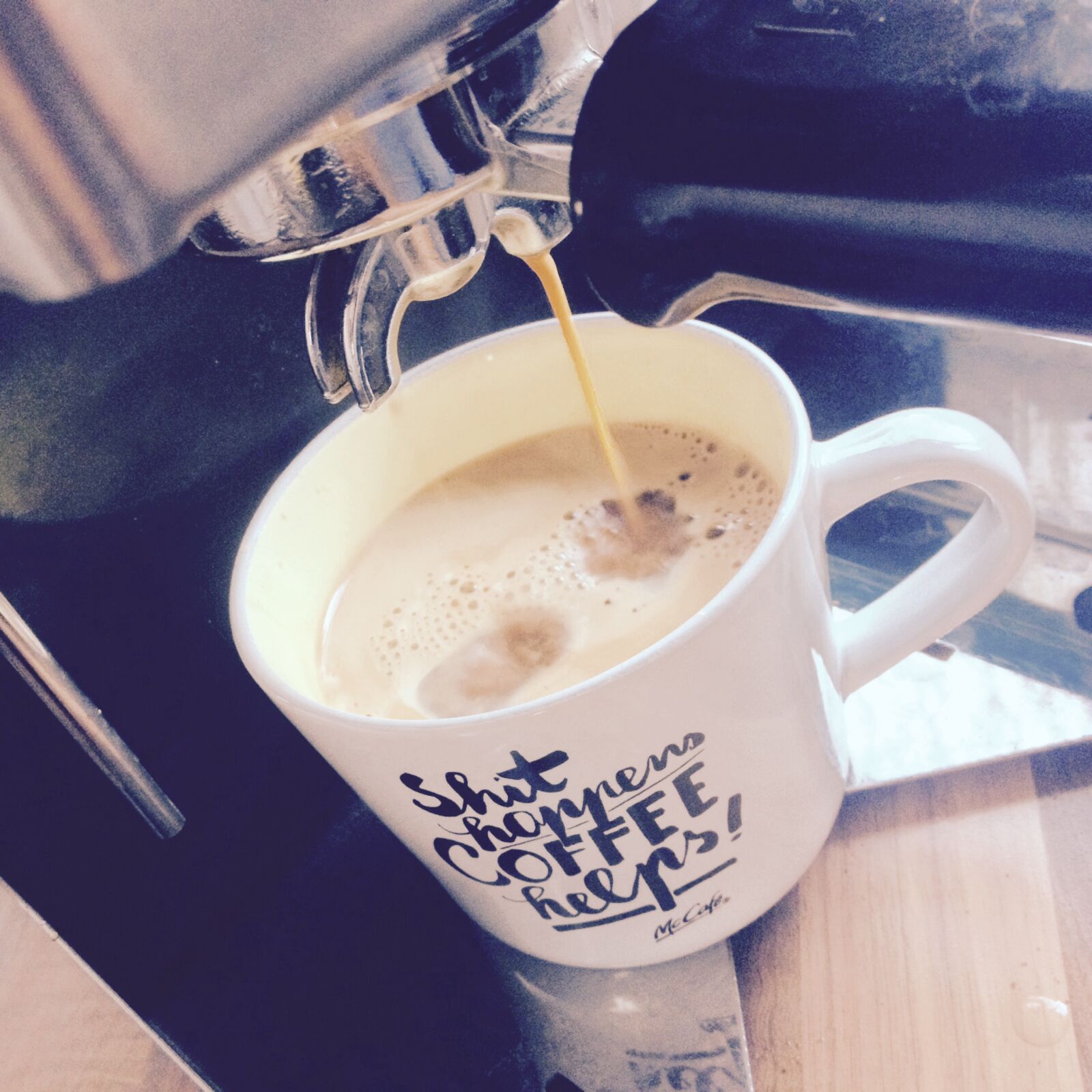 iPhone 4S back camera 4.28mm f/2.4 sample photo. Mccafe, cup, coffe, gaggia photography