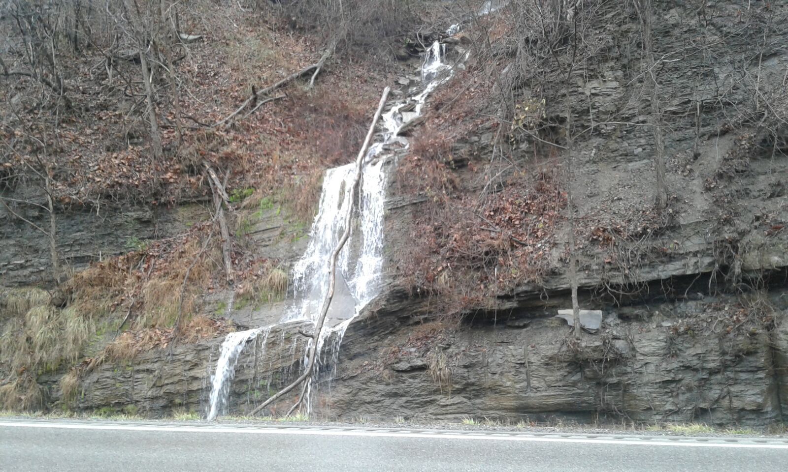 Samsung Galaxy J1 sample photo. Mountains, rock, waterfall photography