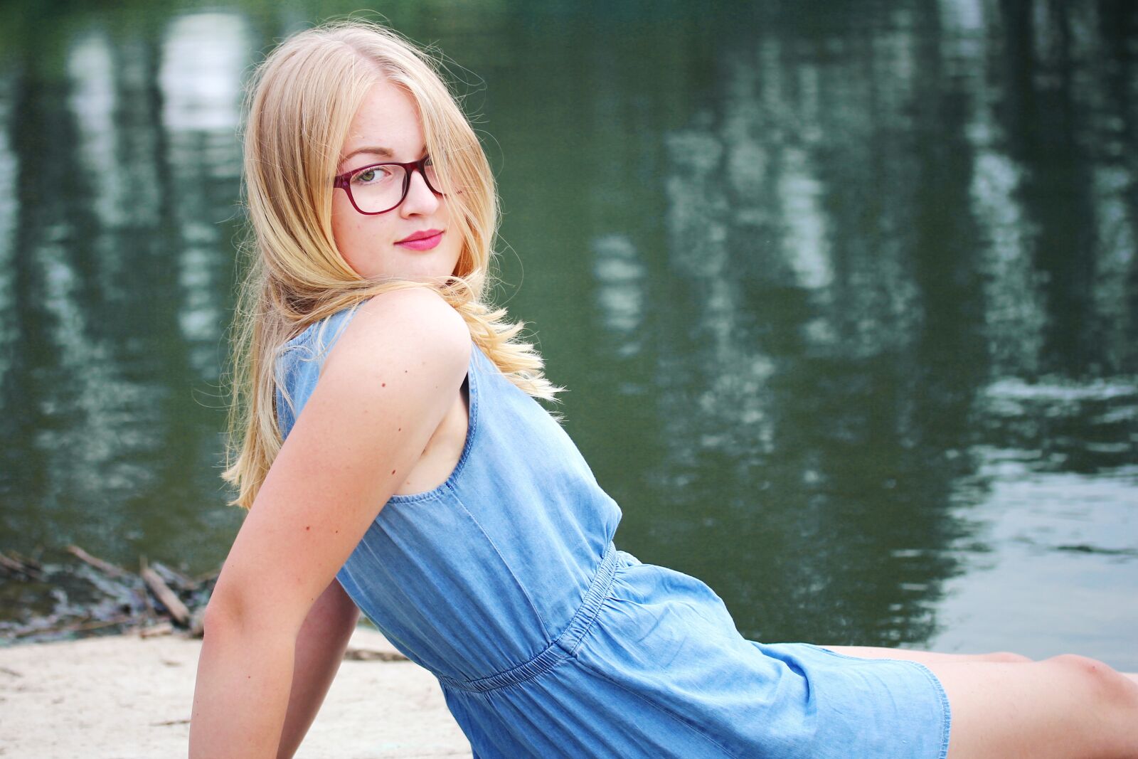 Canon EOS 60D + Canon EF-S 60mm F2.8 Macro USM sample photo. Blonde, hair, blue, dress photography