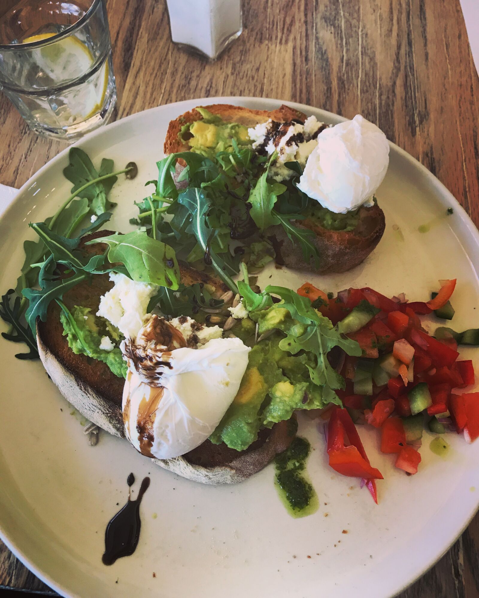 iPhone 7 back camera 3.99mm f/1.8 sample photo. Avocado, breakfast, eggs, salsa photography
