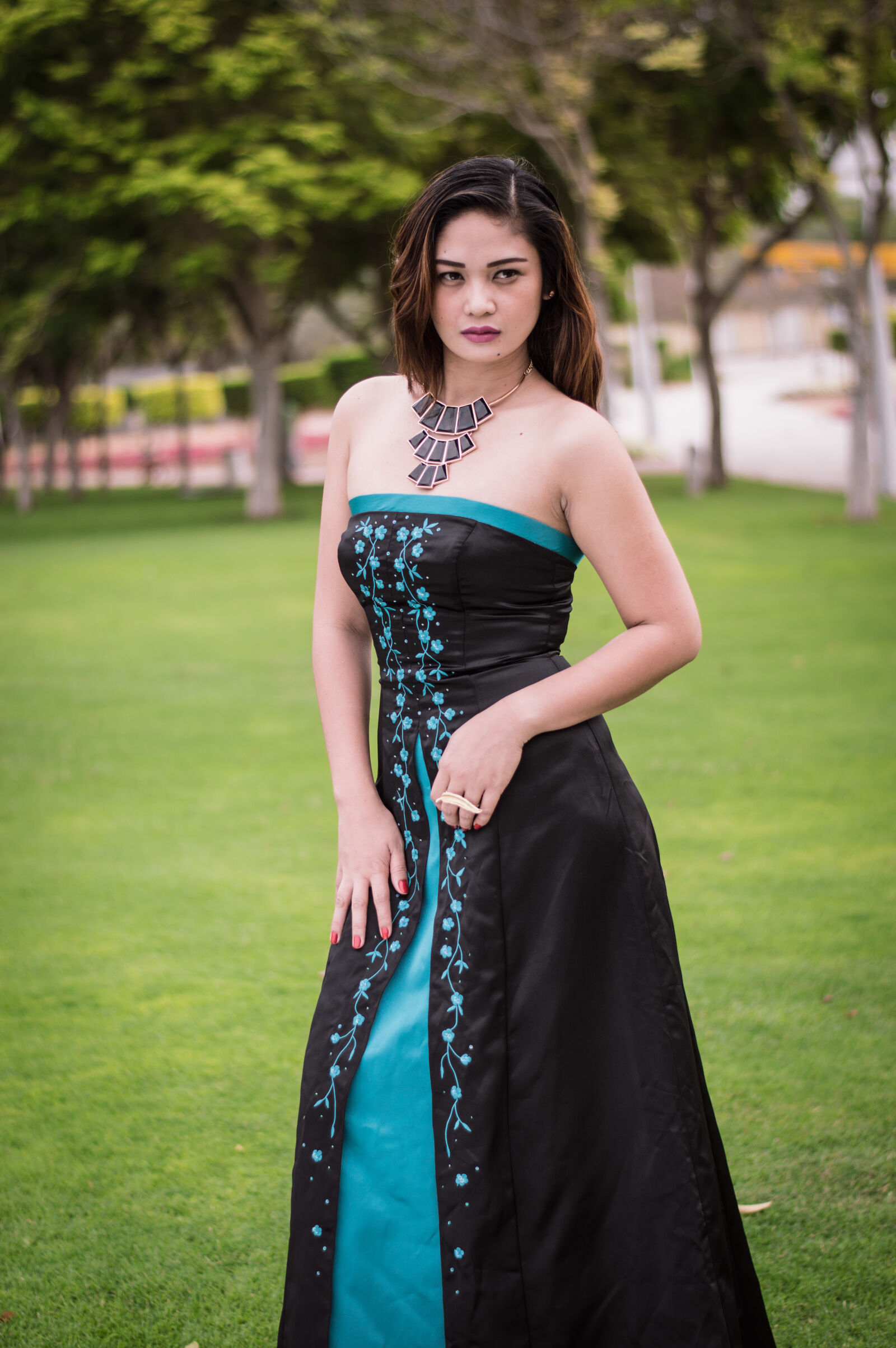 Nikon D3200 + Nikon AF-S Nikkor 50mm F1.8G sample photo. Girl, glamour, gown, parks photography