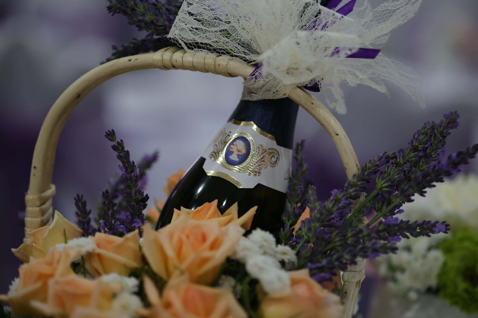 Canon EF 100mm F2.8 Macro USM sample photo. Red wine, bottle, lavender photography