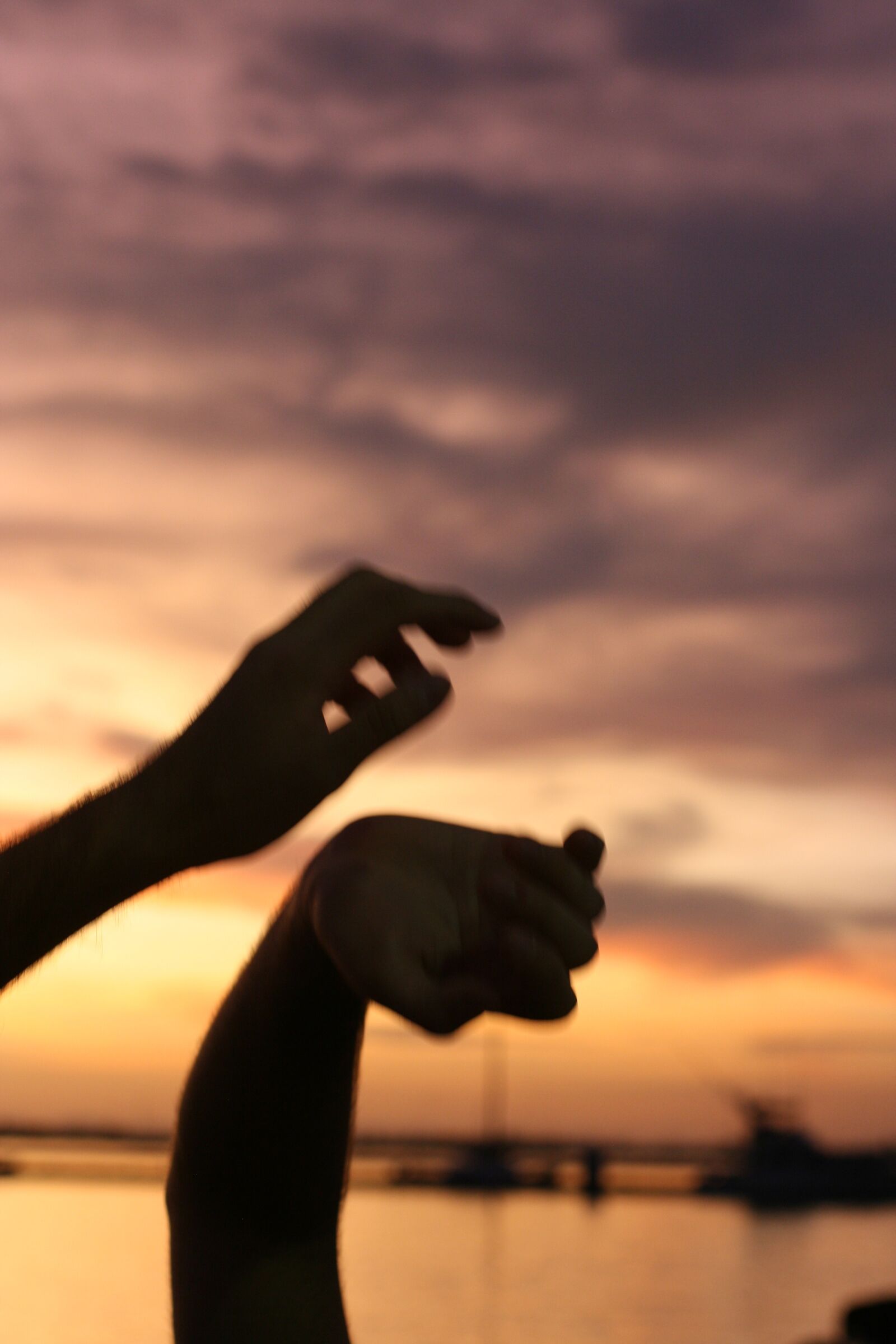 Canon EOS 400D (EOS Digital Rebel XTi / EOS Kiss Digital X) sample photo. Hands, sunset, silhouette photography
