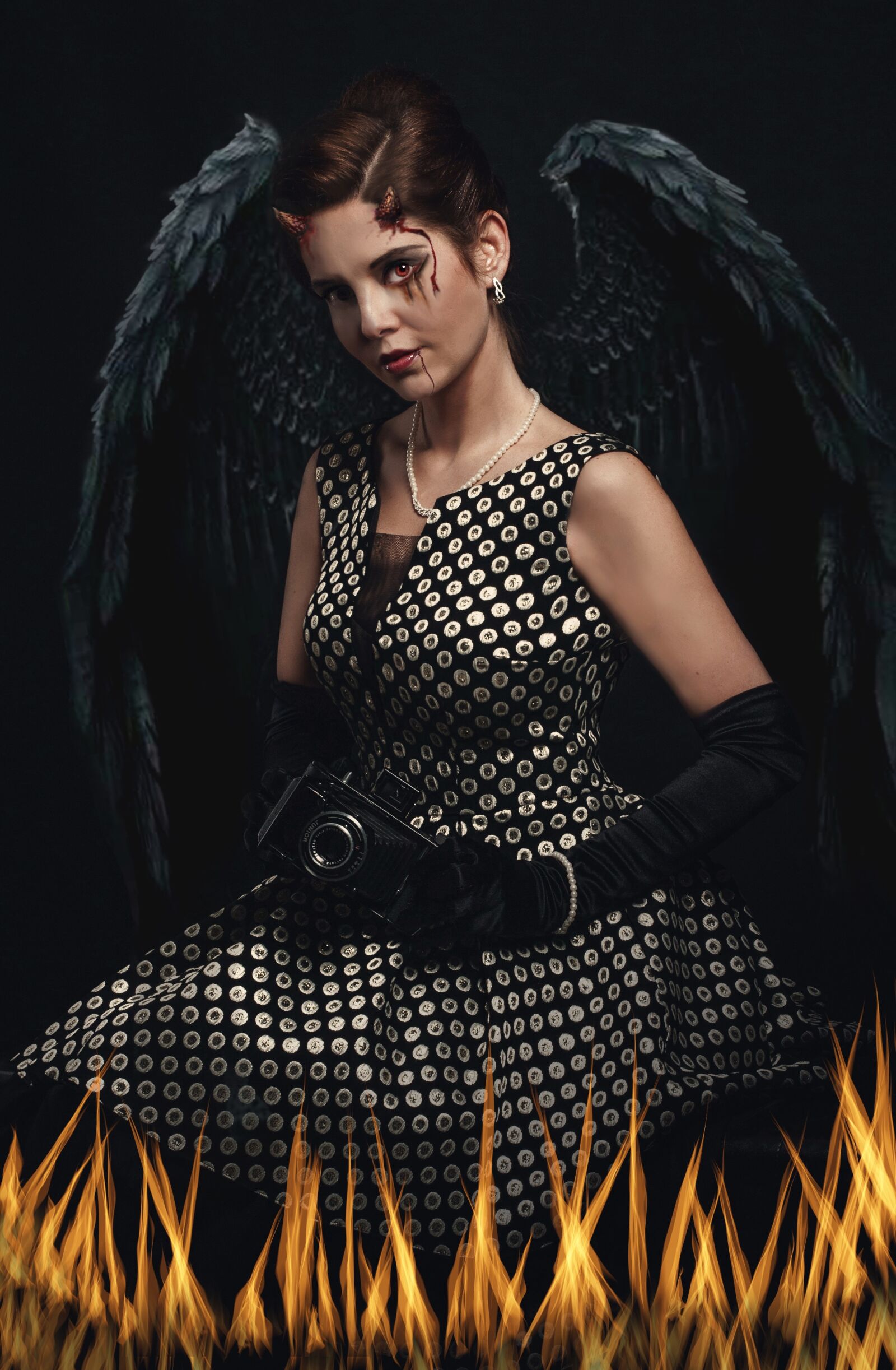 Nikon D700 sample photo. The devil, woman, flame photography