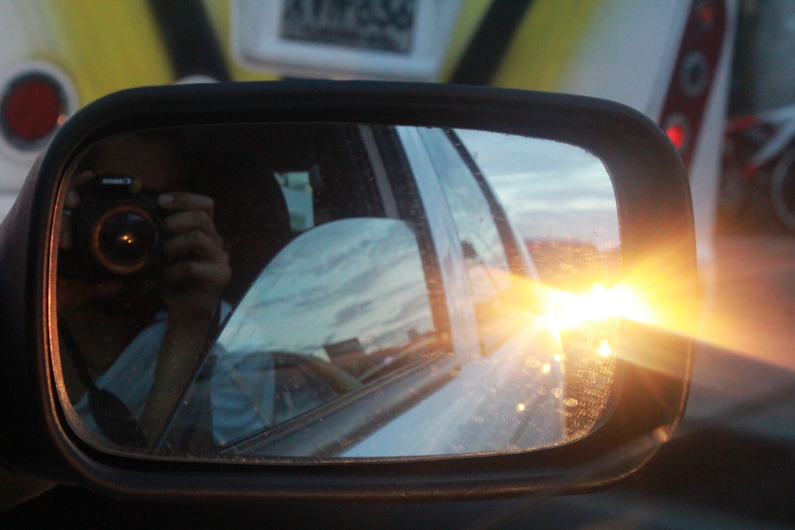 Canon EOS 1200D (EOS Rebel T5 / EOS Kiss X70 / EOS Hi) sample photo. Car, rear-view mirror, sunset photography