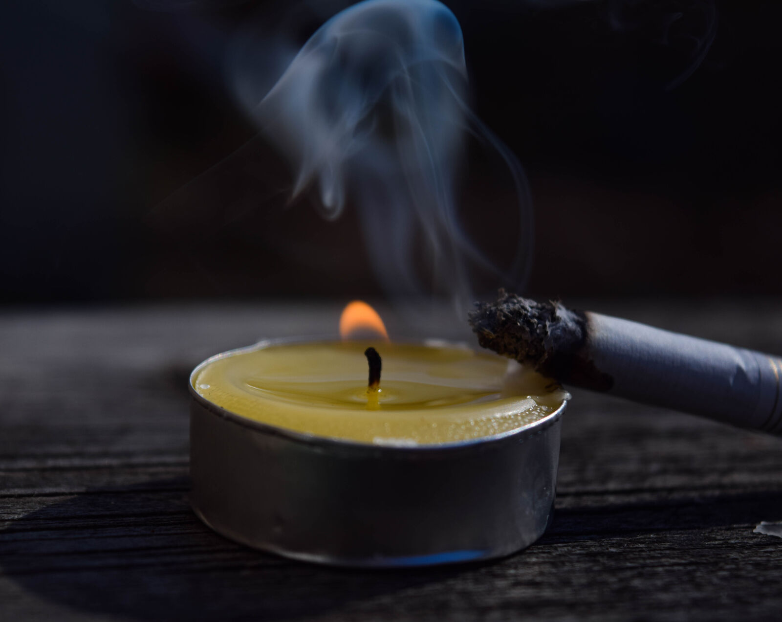 Nikon D3300 sample photo. Smoke, candle, cigeratte photography