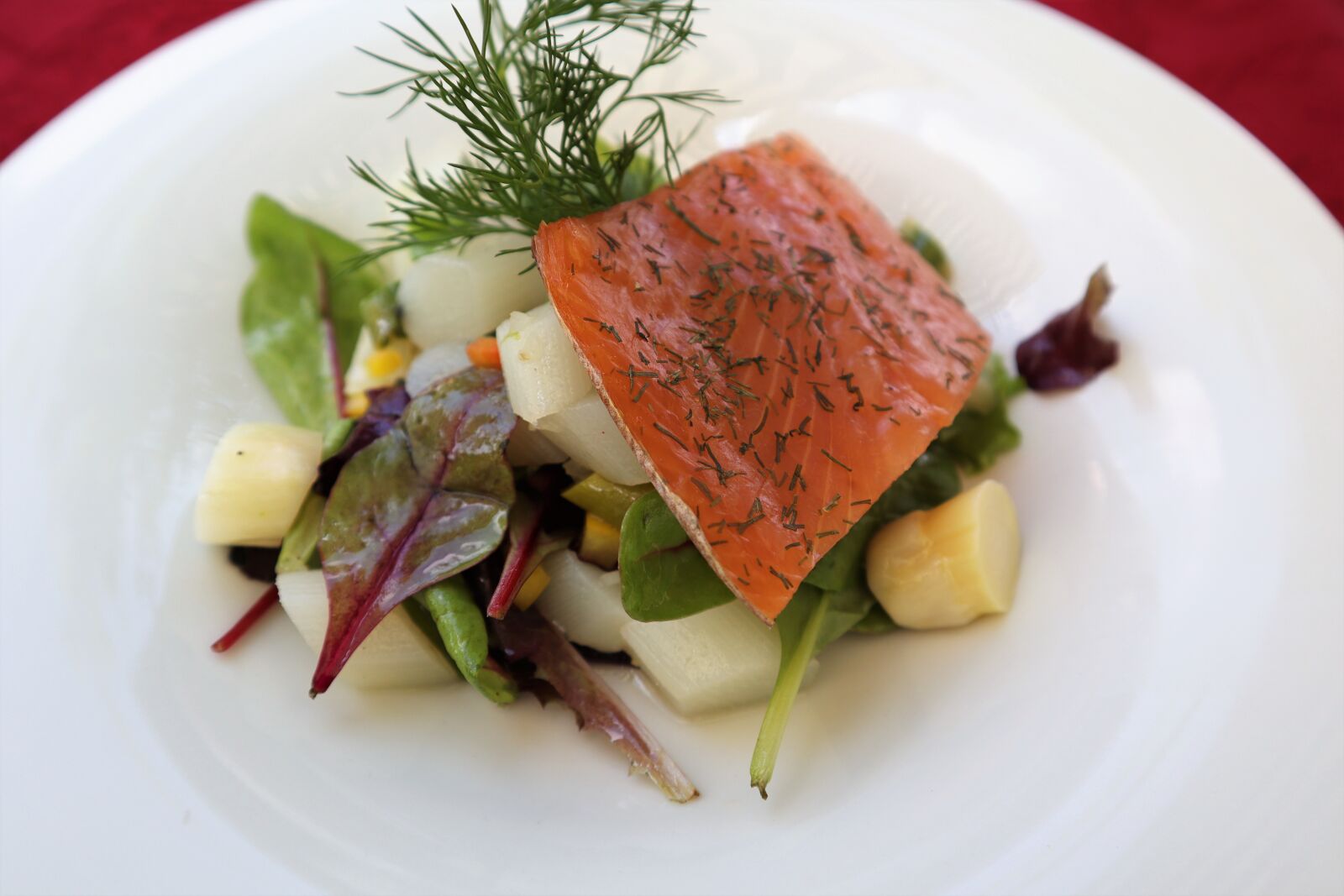 Canon EOS M50 (EOS Kiss M) sample photo. Salmon, asparagus, white photography