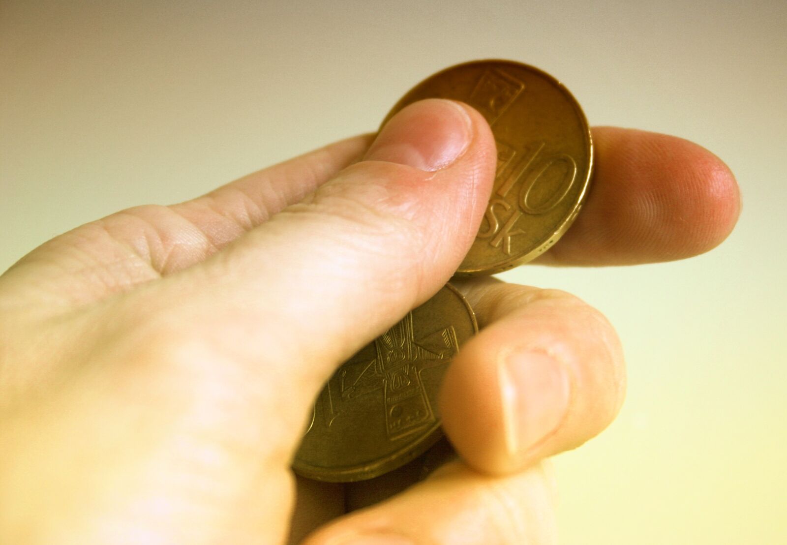 Canon EOS 300D (EOS Digital Rebel / EOS Kiss Digital) sample photo. Hand, old coins, slovakia photography
