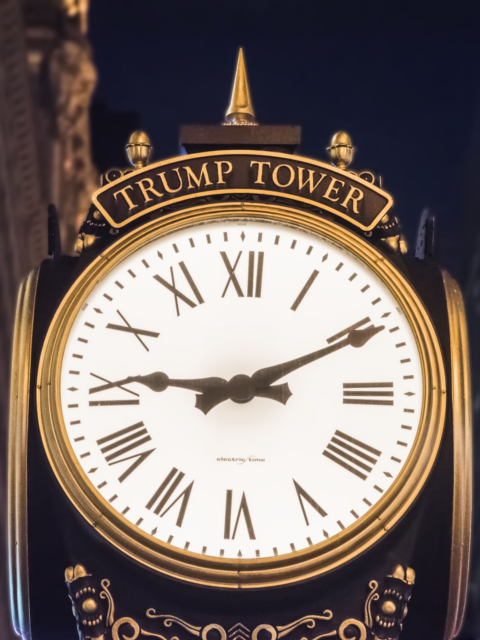Nikon D750 sample photo. Trump tower, clock, night photography