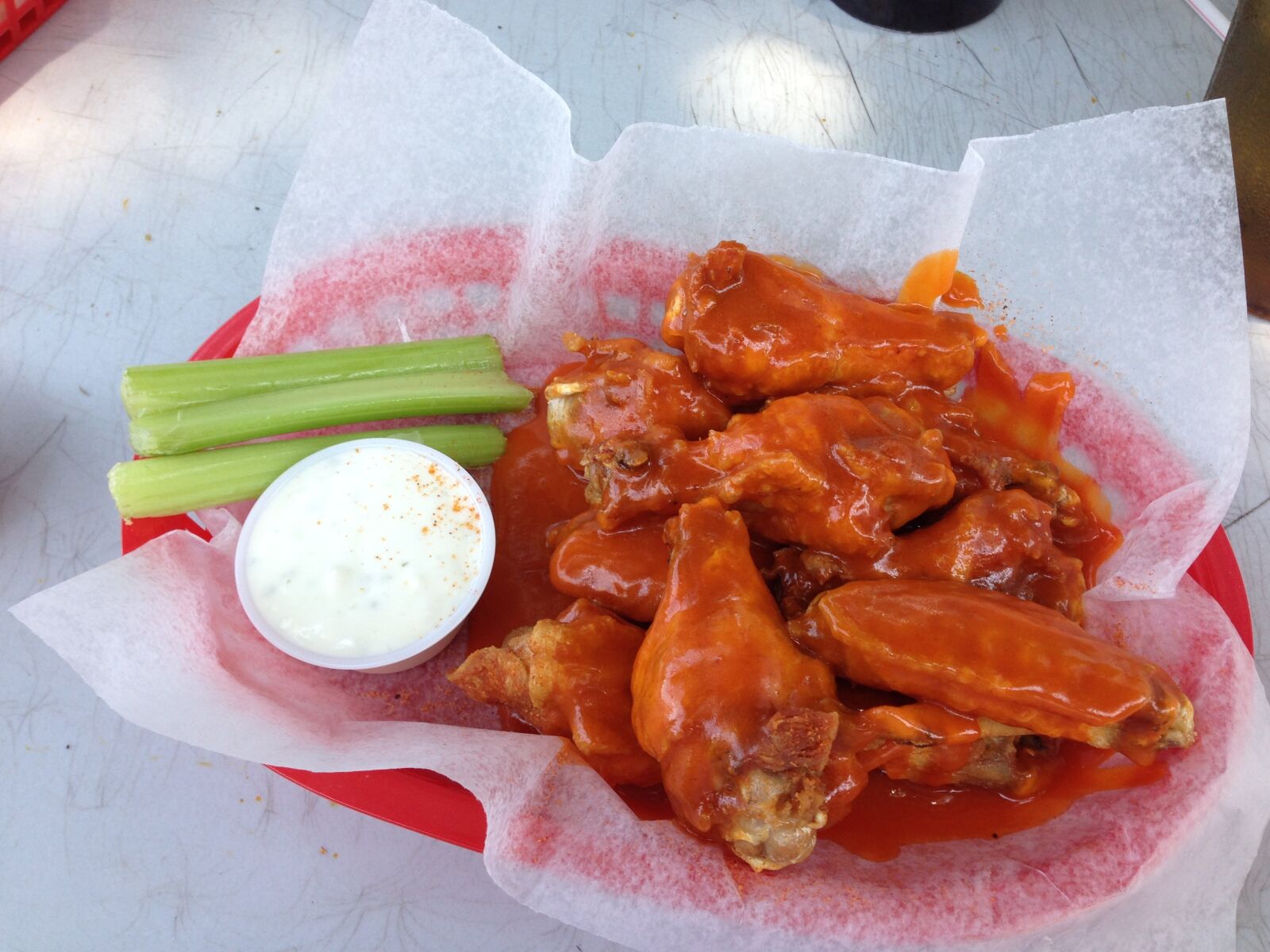 iPhone 5 back camera 4.12mm f/2.4 sample photo. Chicken, wings, spicy photography