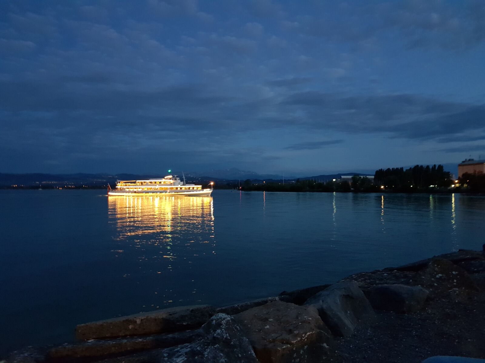 Samsung Galaxy S8 sample photo. Ship, lake constance, night photography