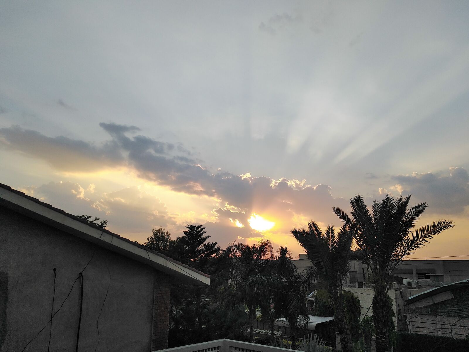 HUAWEI DUB-LX1 sample photo. Sunset, palms, clouds photography