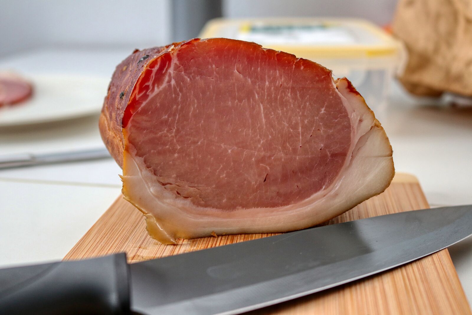 Canon EOS 80D sample photo. Ham, knife, food photography