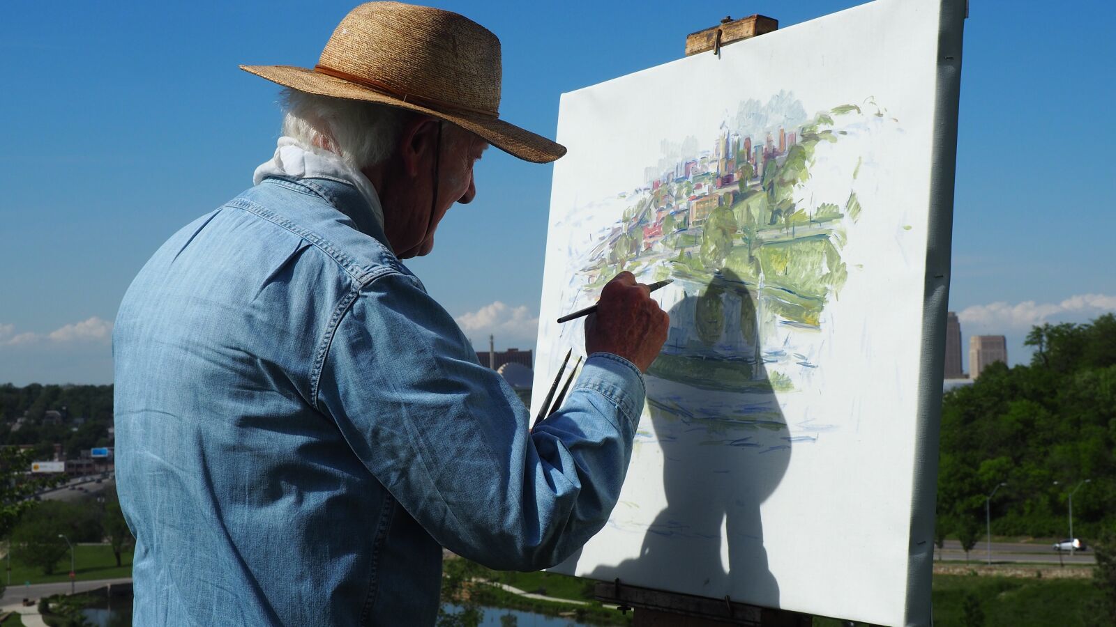 Olympus OM-D E-M10 II sample photo. Painting, man painting, painter photography