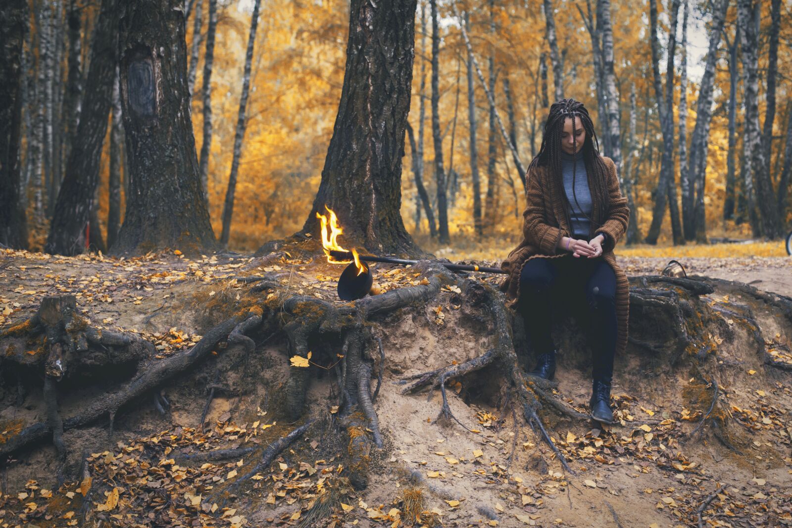 Canon EOS 6D + Canon EF 50mm F1.4 USM sample photo. Fire, autumn, shaman photography