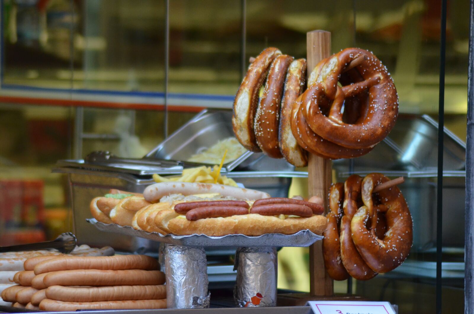Nikon D5100 sample photo. Pretzels, sausage, strasbourg photography