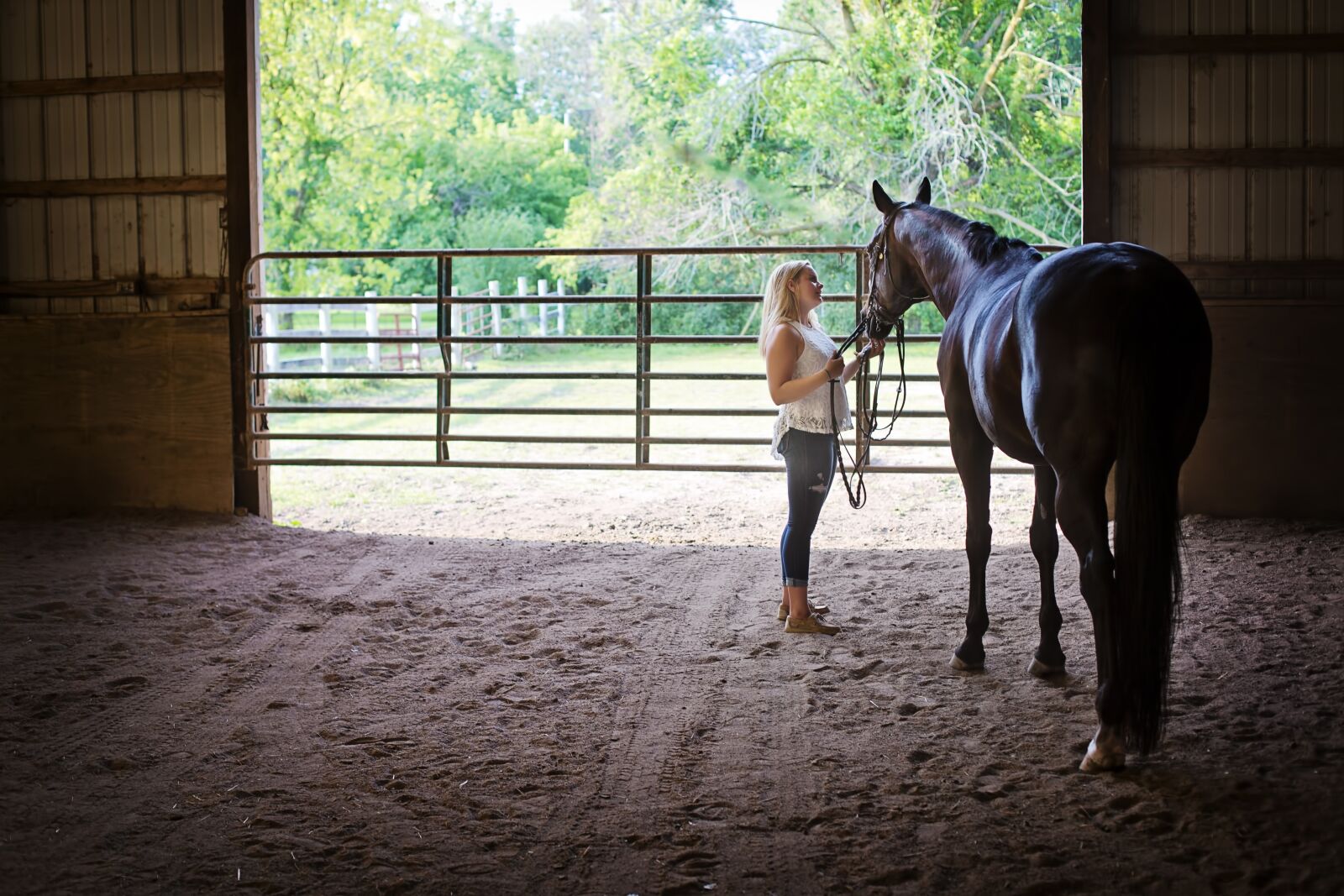 Canon EF 50mm F1.4 USM sample photo. Woman with horse, horse photography