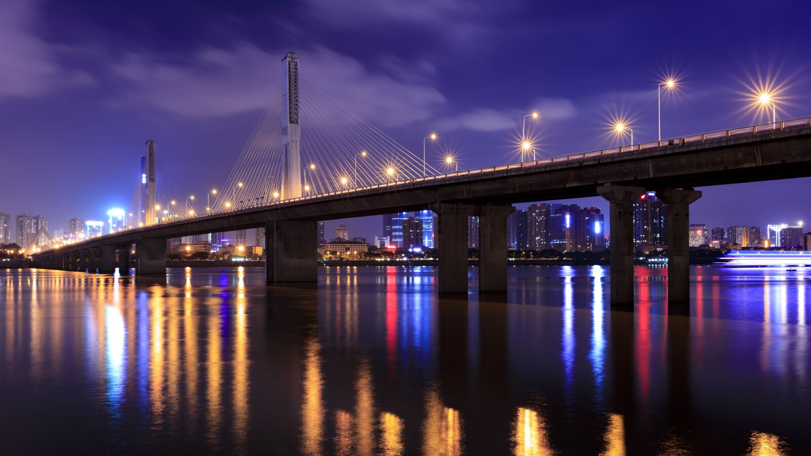 Canon EF 35mm F1.4L II USM sample photo. Changsha, night view, bridge photography