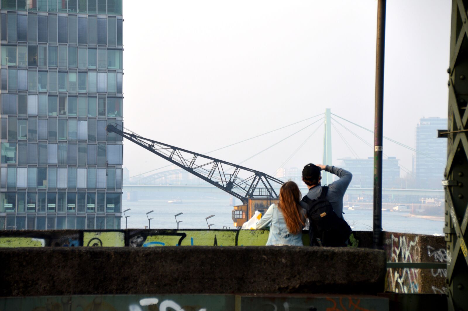 Nikon D3200 sample photo. Cologne, bridge, crane homes photography