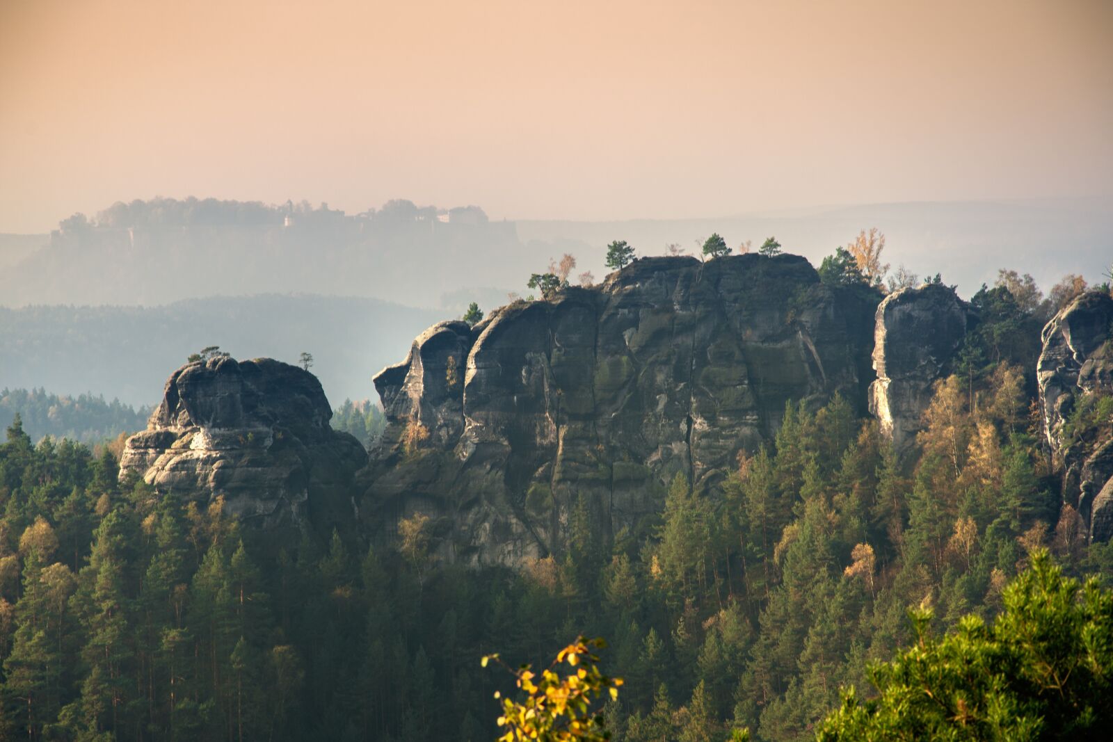 Nikon D7200 sample photo. Elbe sandstone, morning, haze photography