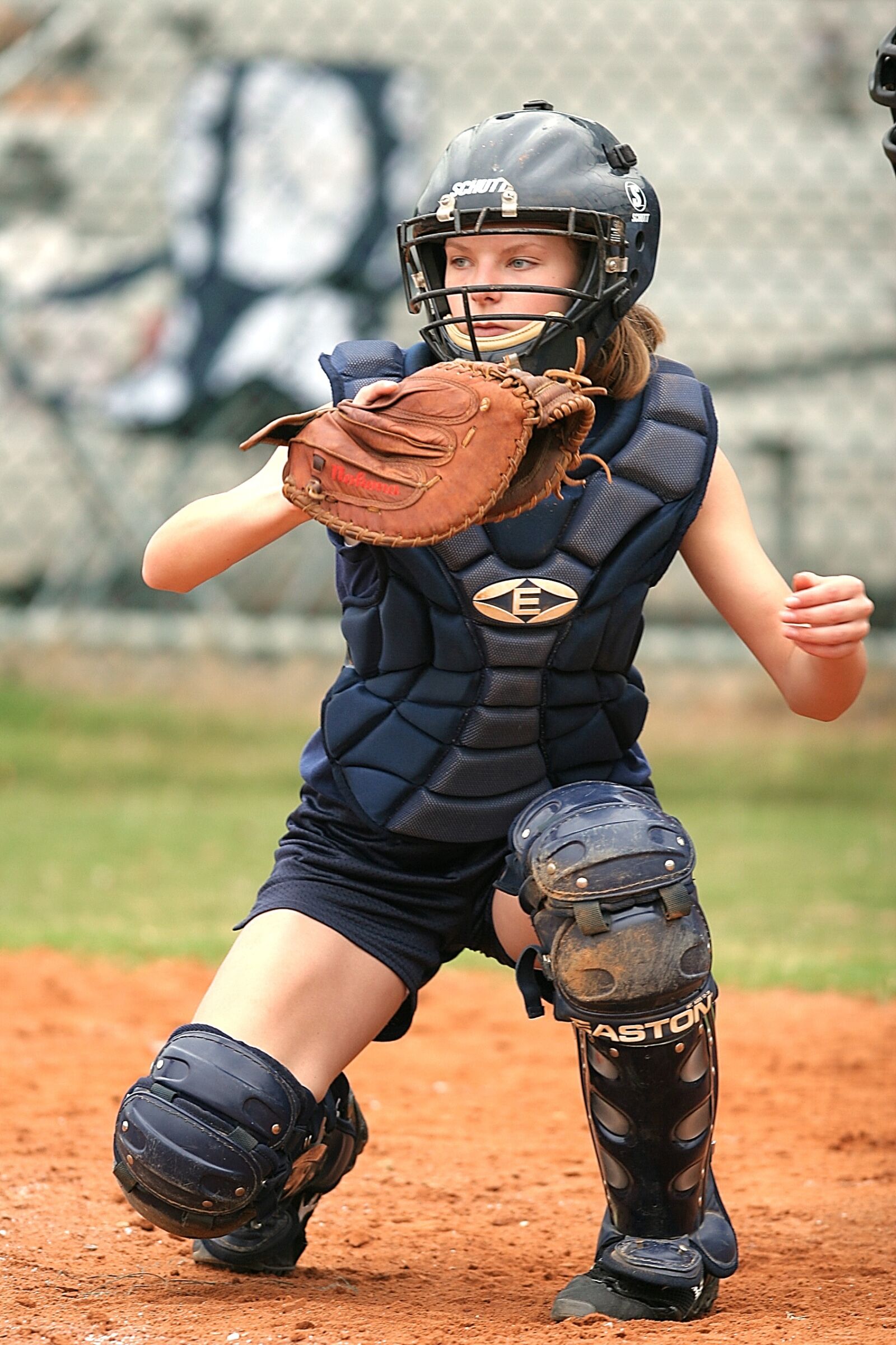 Canon EOS 20D sample photo. Softball, catcher, game photography