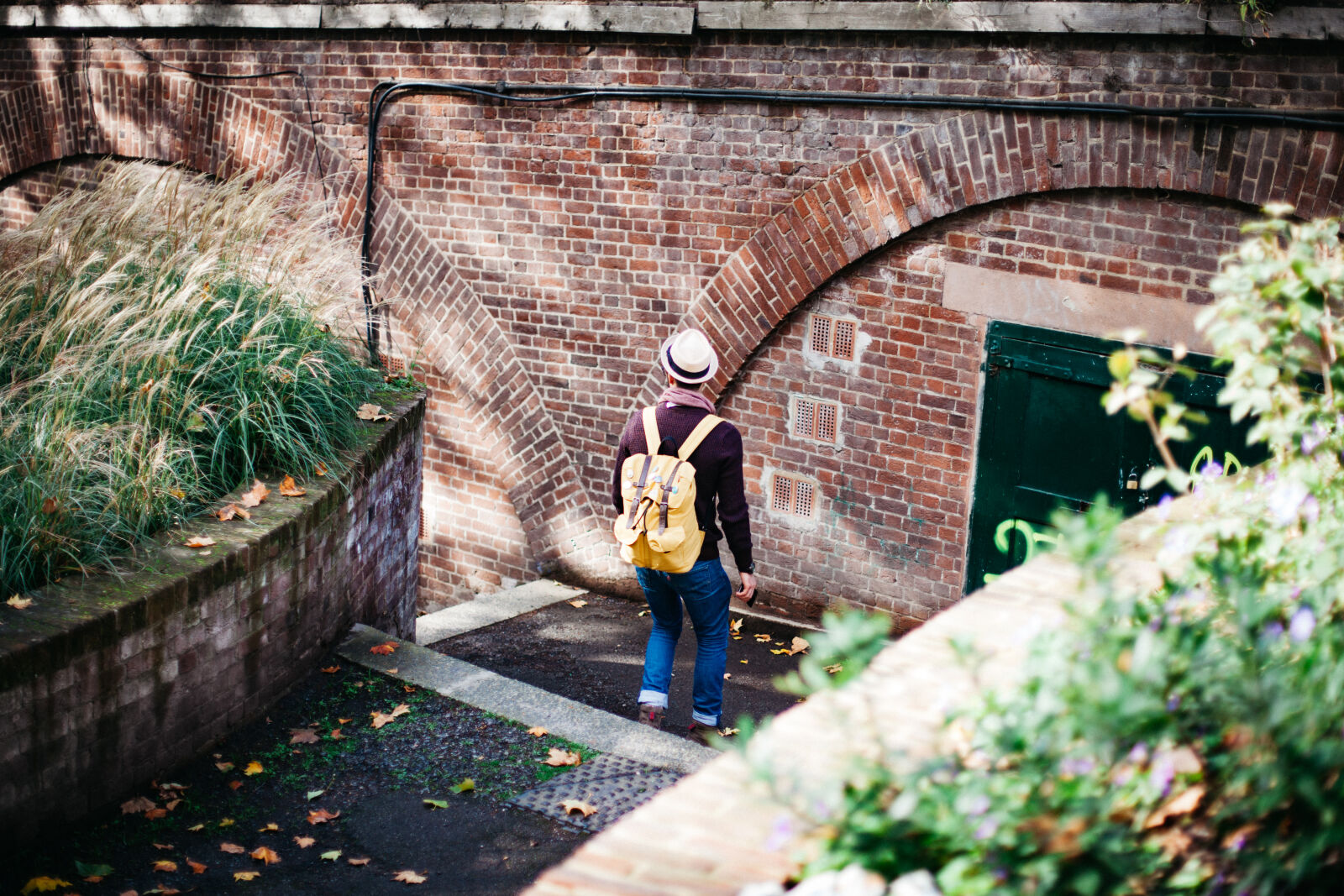 Canon EOS 5D Mark II sample photo. Man, with, brown, backpack photography