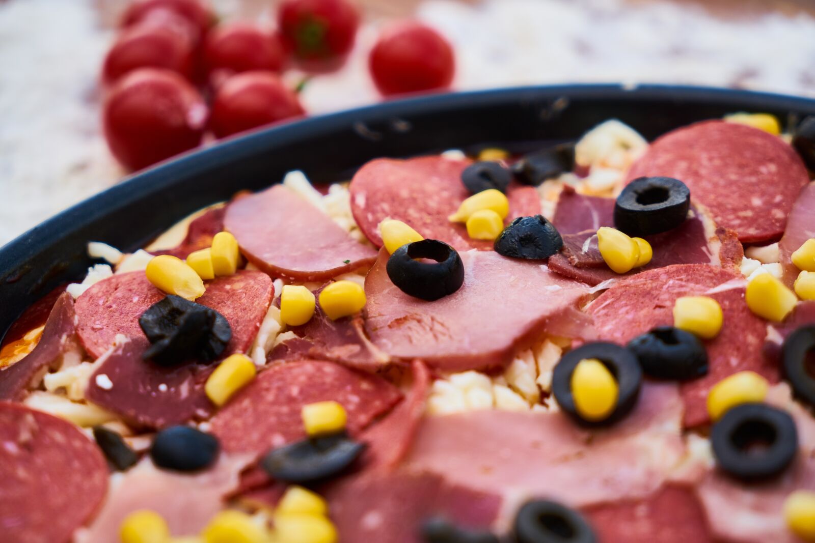 Sony a7R II sample photo. Food, sausage, pizza photography