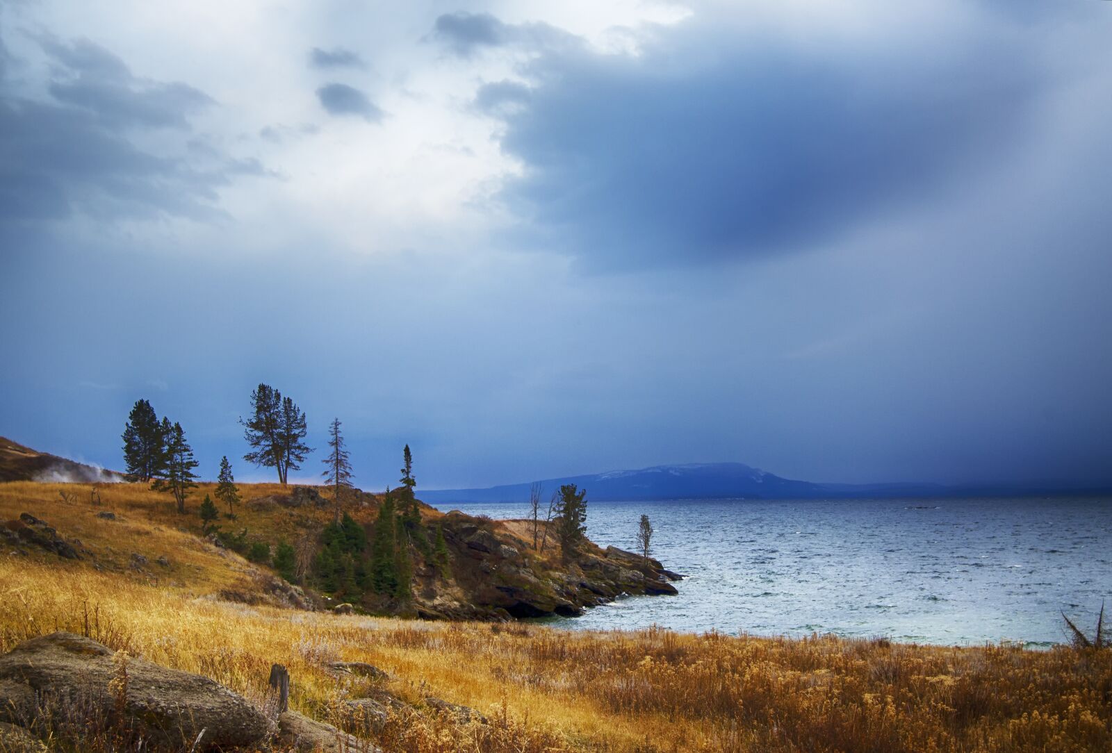 Nikon D5100 sample photo. Stormy, yellowstone lake, yellowstone photography