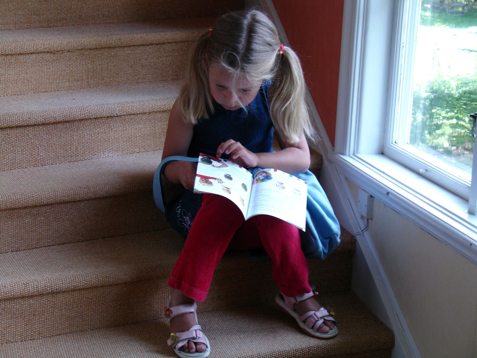 Sony DSC-V3 sample photo. Girl, reading, book photography