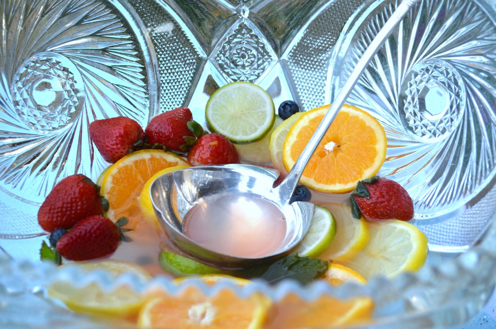 Nikon D3200 sample photo. Punch bowl, fruit, strawberries photography