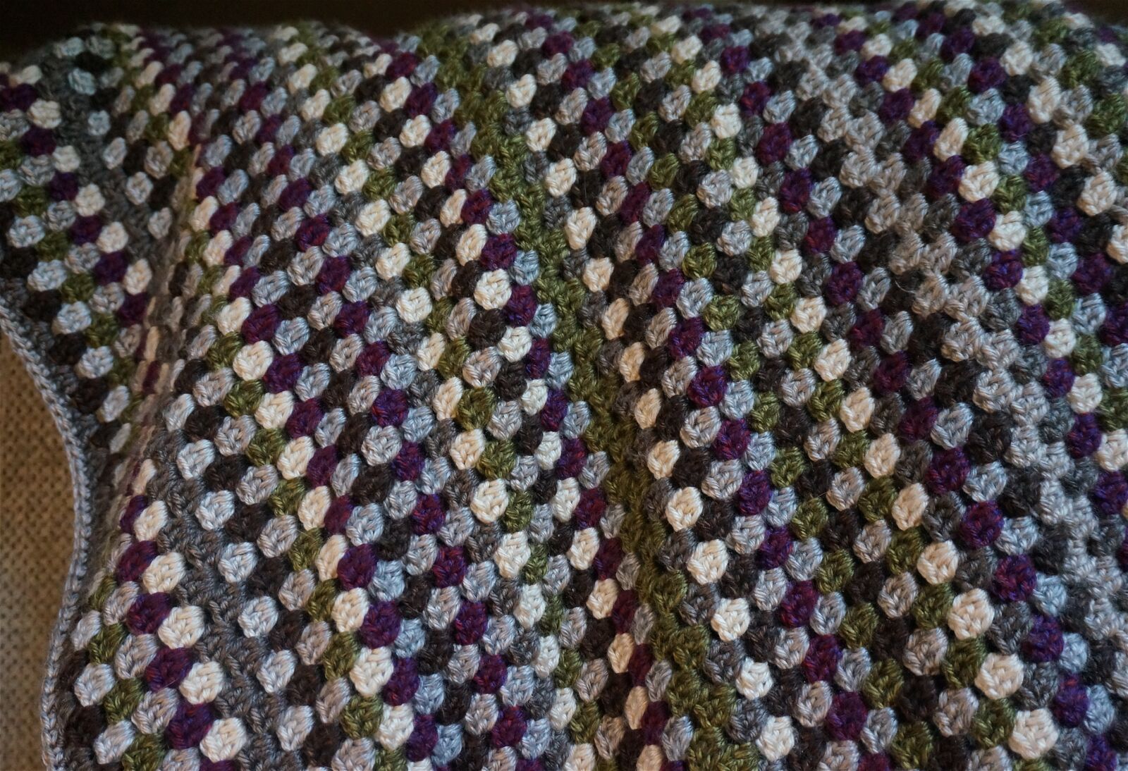 Sony Alpha NEX-5T sample photo. Crocheted afghan, yarn, crochet photography