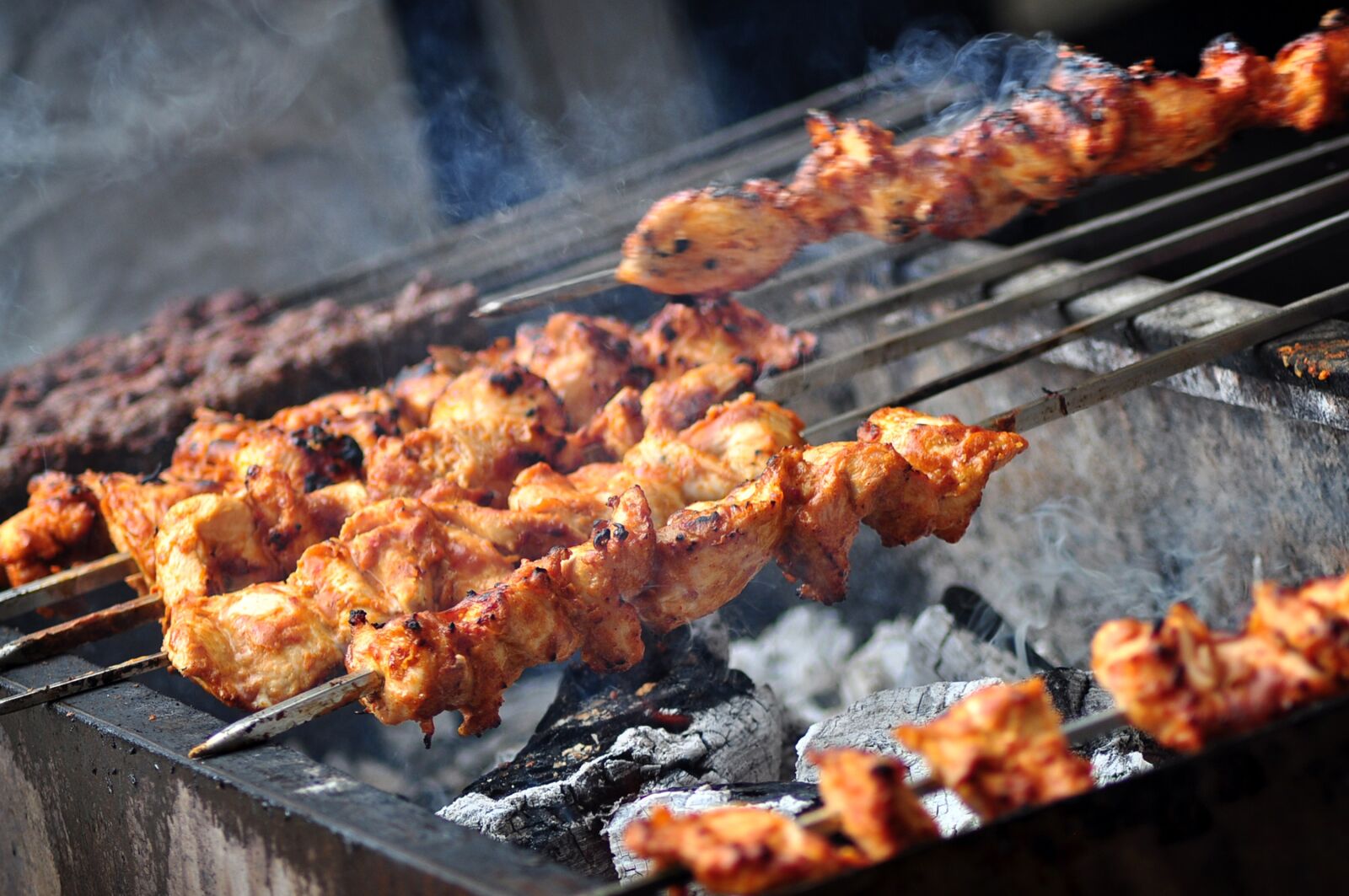 Nikon D90 sample photo. Chicken, kebab, bbq photography