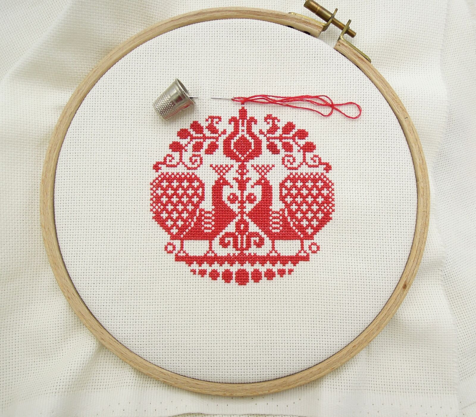 Nikon Coolpix P300 sample photo. Cross stitch, embroidery, red photography