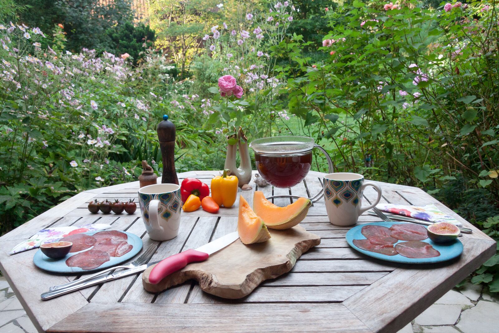 Canon EF-S 17-85mm F4-5.6 IS USM sample photo. Table, breakfast, garden photography
