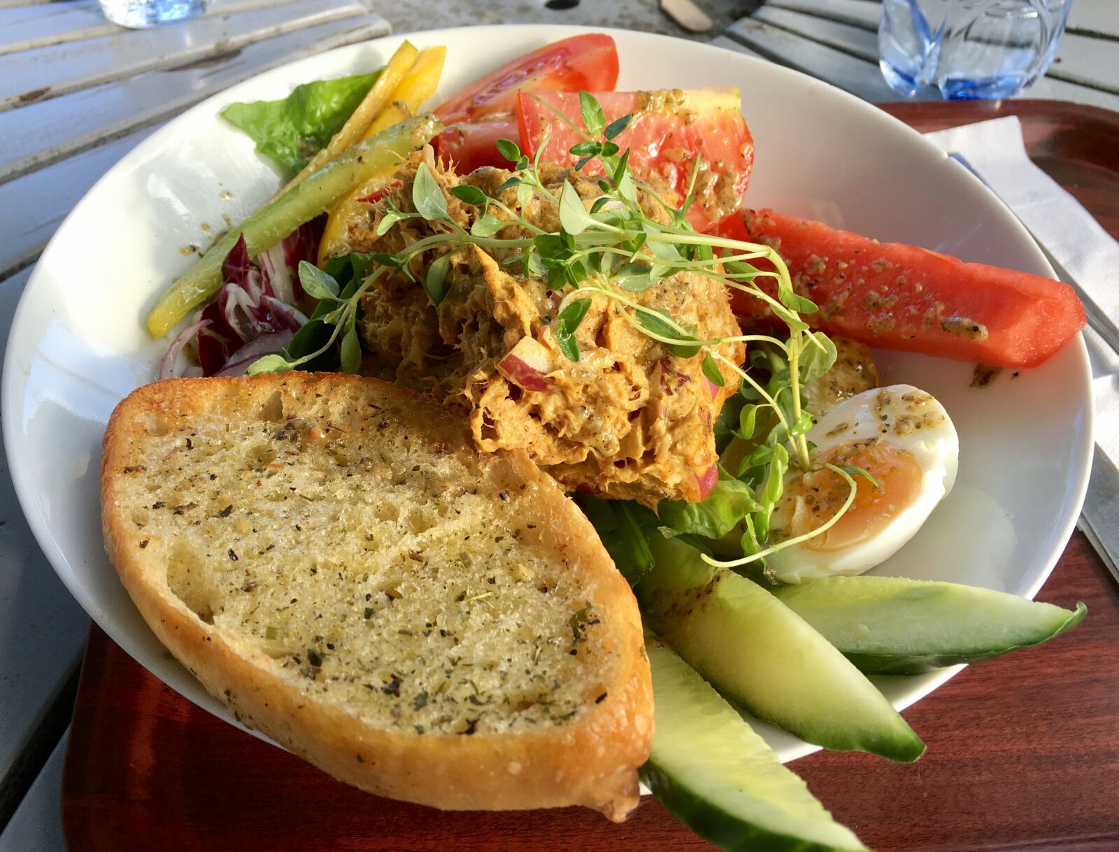 Apple iPhone 6s sample photo. Salad, tuna, bread photography