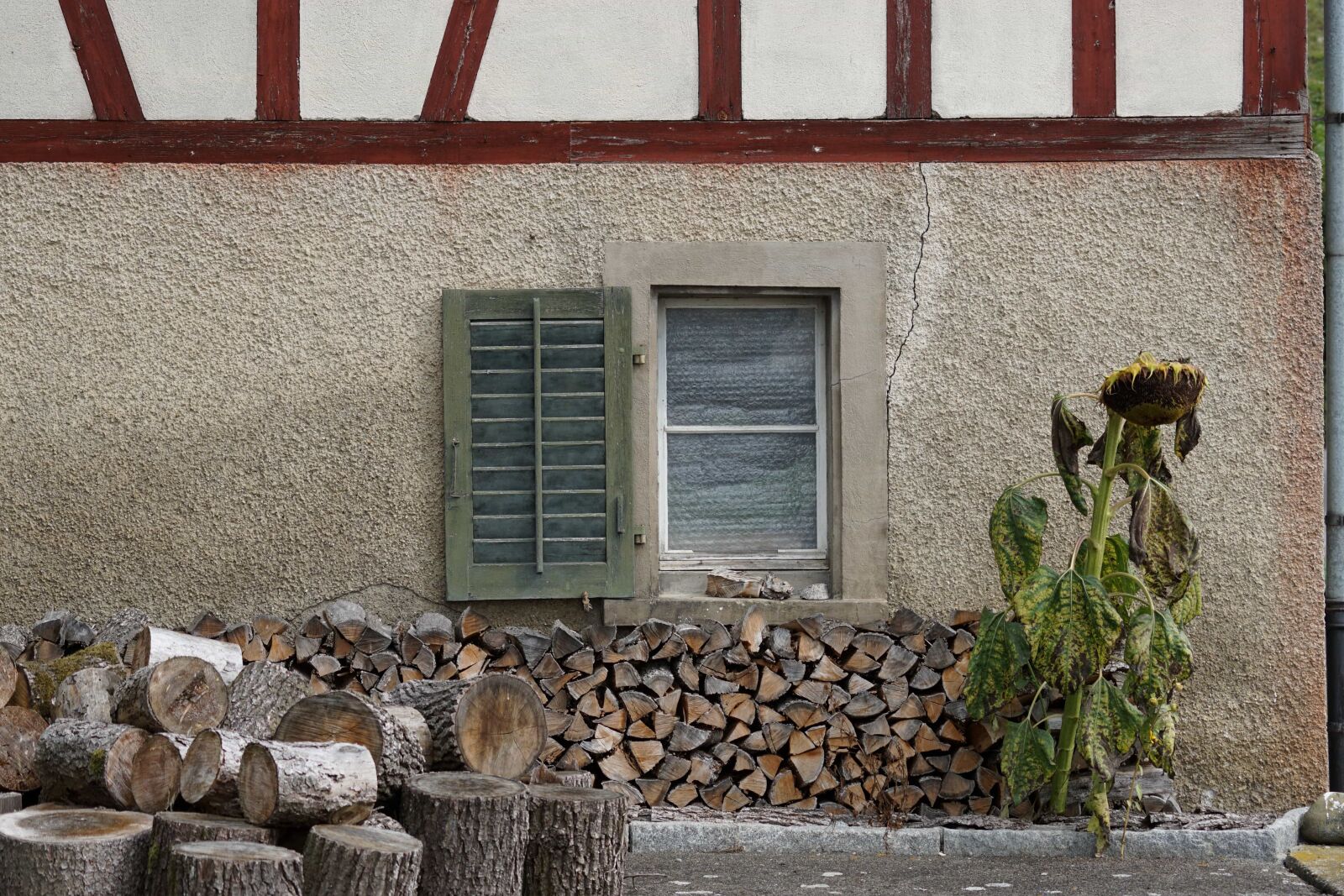 Sony ILCA-77M2 sample photo. House, wall, facade, firewood photography