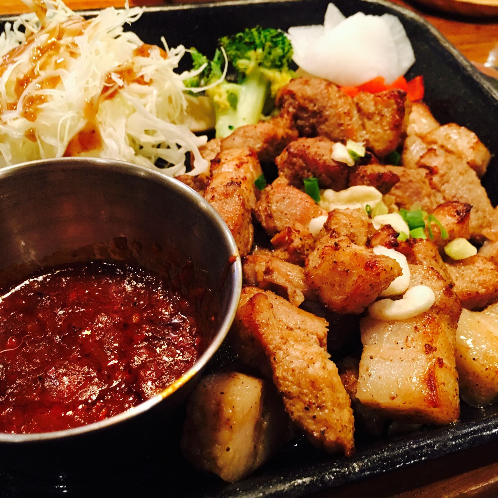 Apple iPhone 6s sample photo. Pork, meat, salad photography