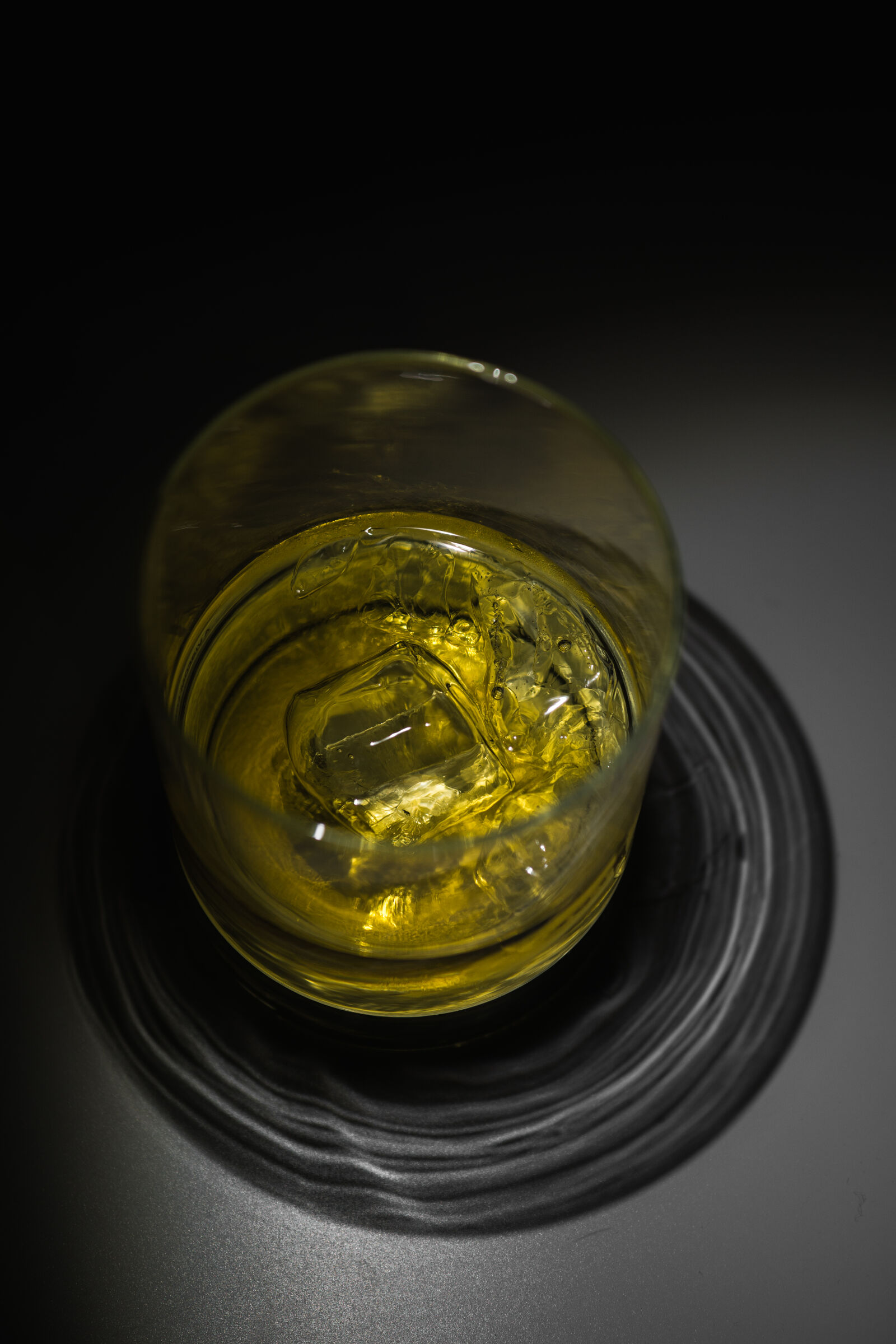 Sony a6000 + E 60mm F2.8 sample photo. Dark, desk, glass, ice photography