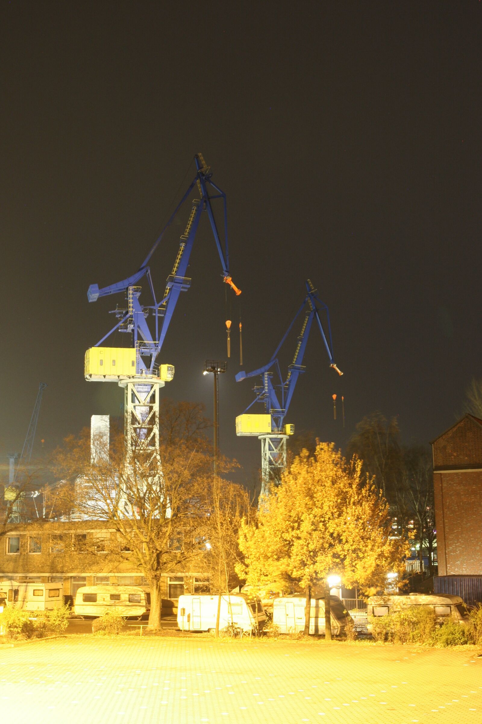 Canon EOS 20D sample photo. Crane, night, lighting photography