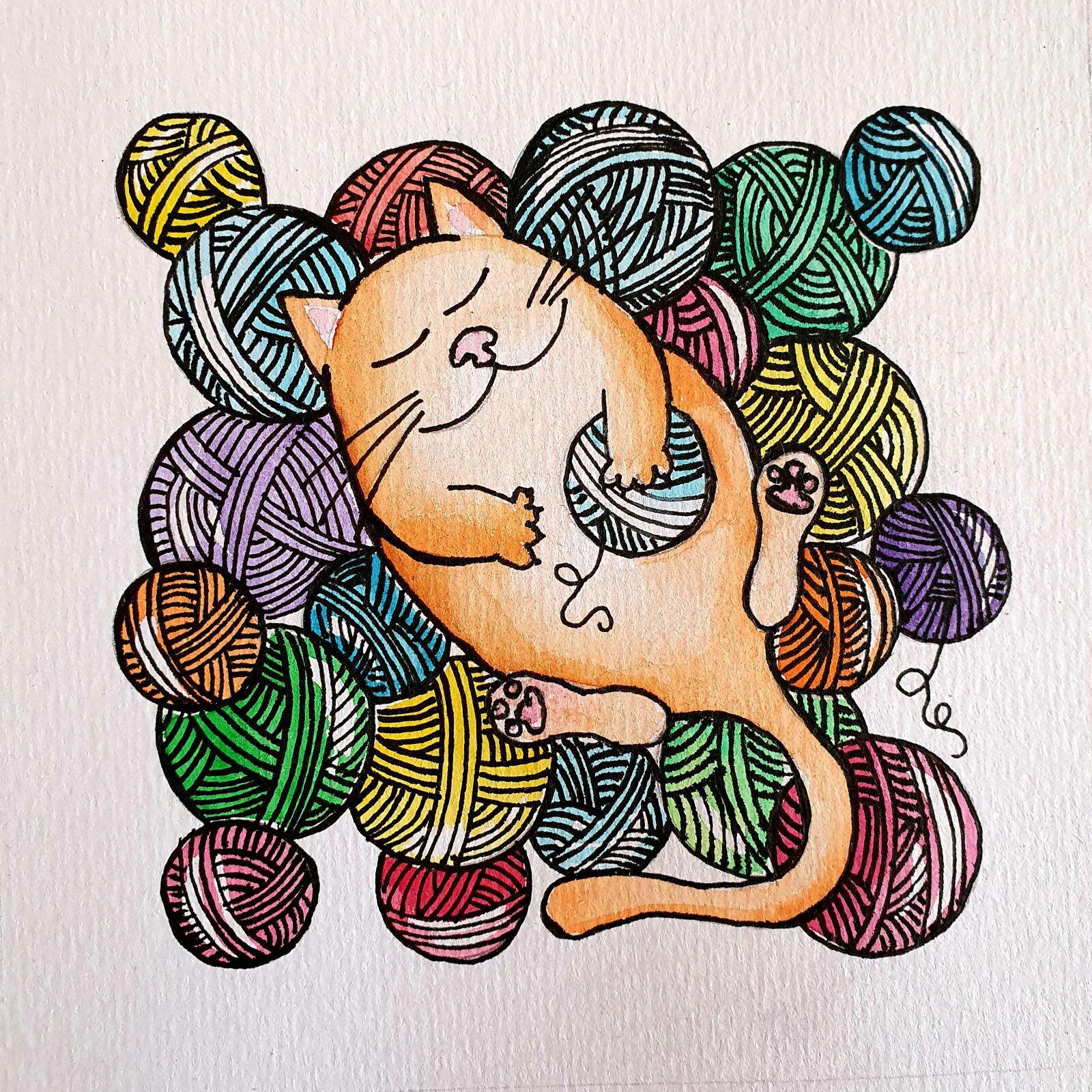 Samsung Galaxy S10 sample photo. Cat, watercolour, art photography
