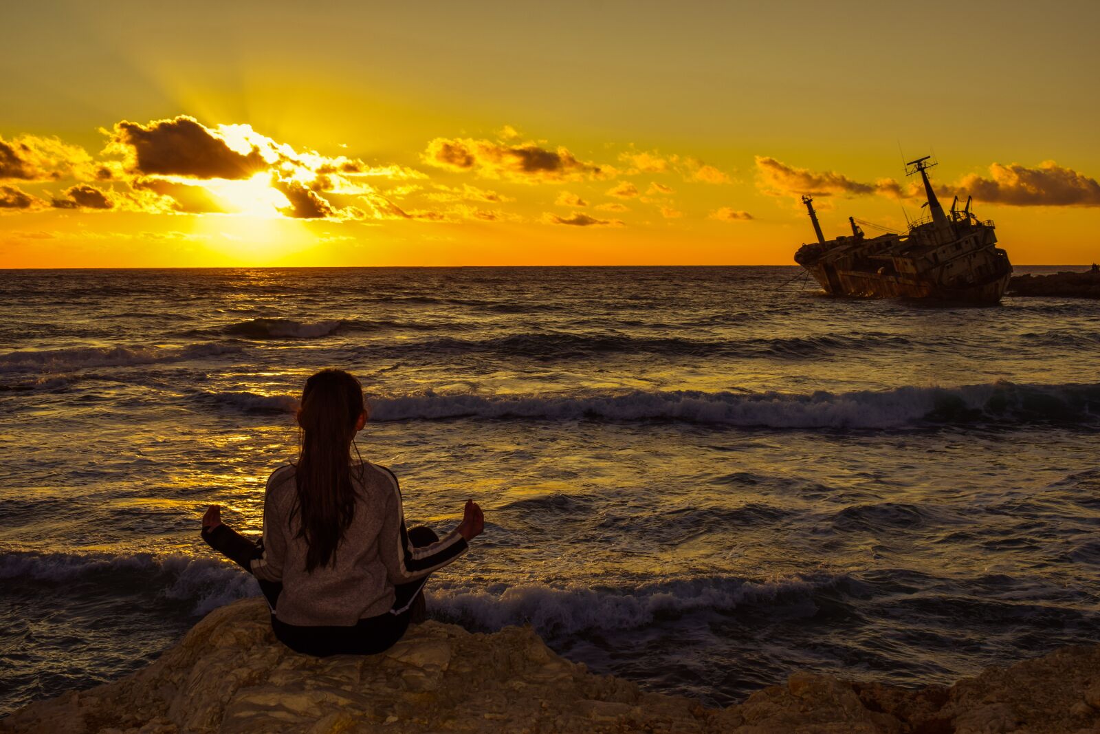 Nikon D3300 sample photo. Girl, sunset, meditation photography