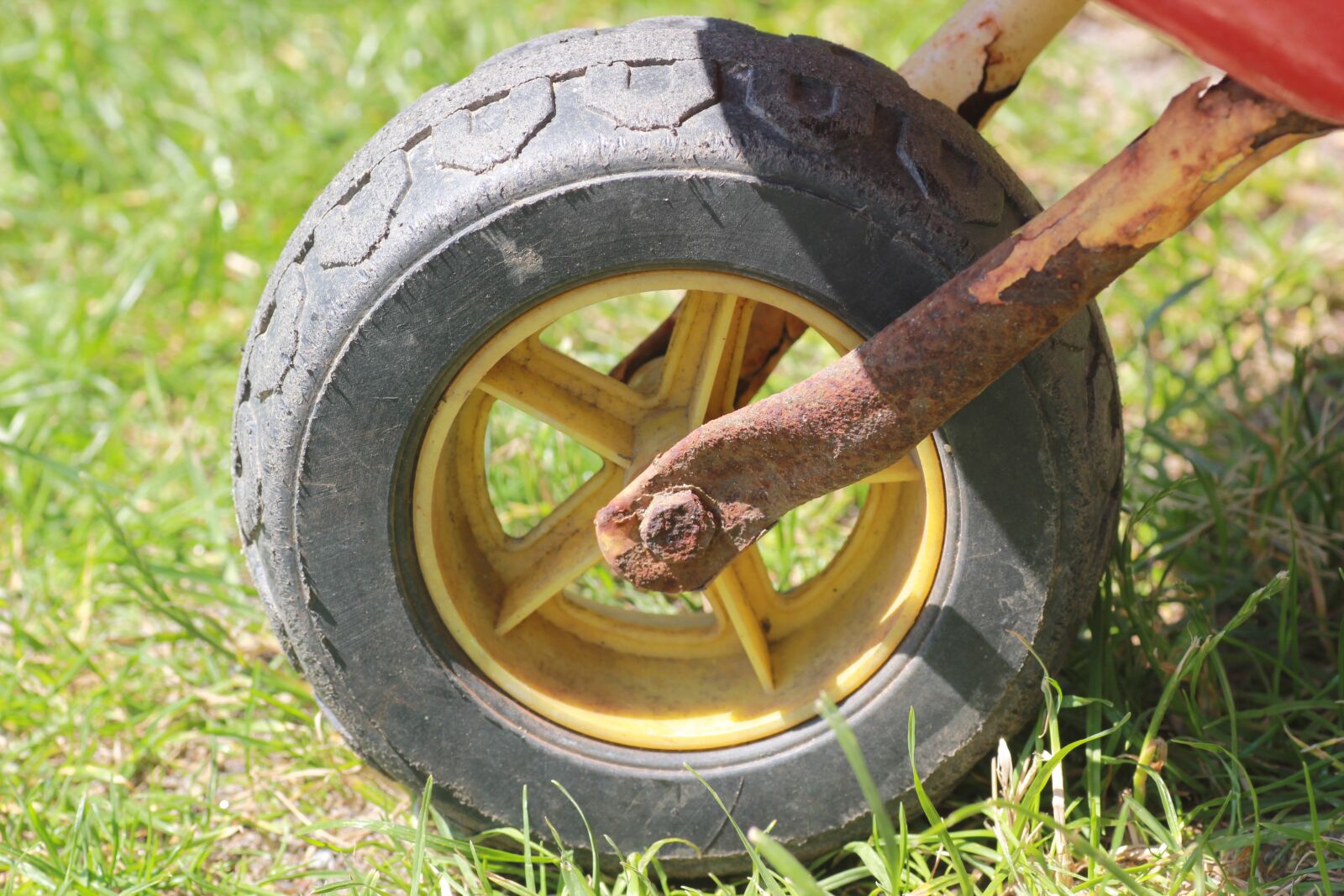 Canon EOS 550D (EOS Rebel T2i / EOS Kiss X4) sample photo. Wheel, rust, wheelbarrow photography