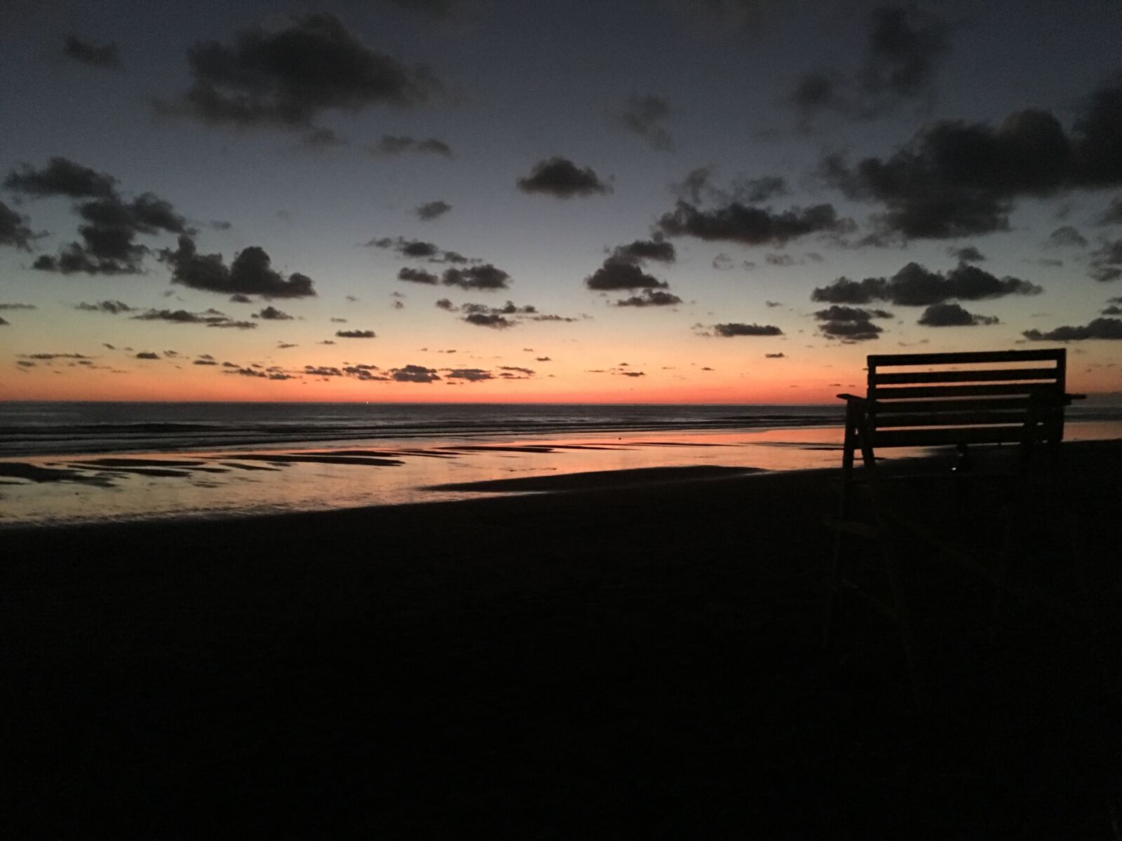 Apple iPhone 6s Plus sample photo. Beach, bench, clouds, ocean photography