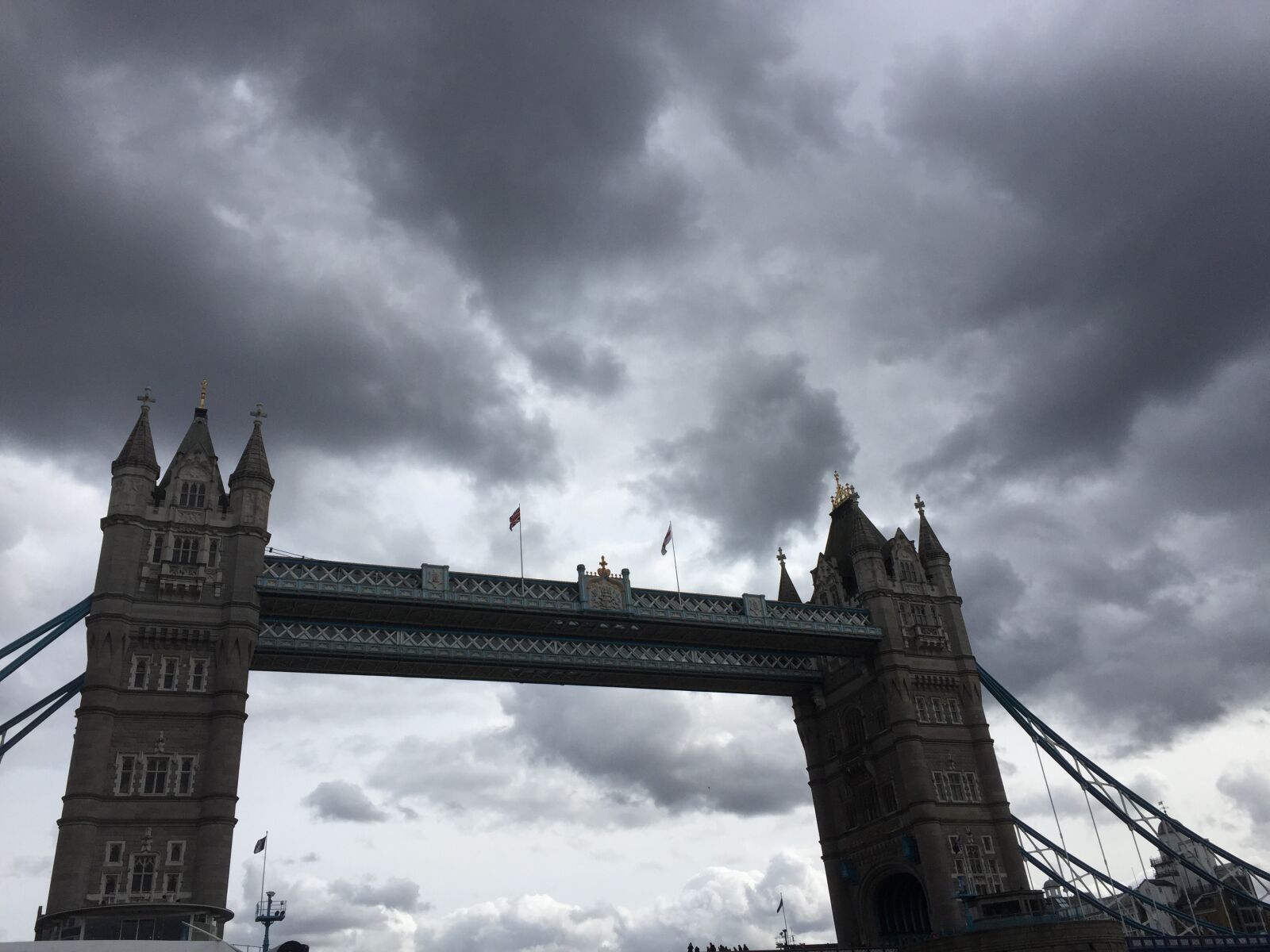 Apple iPhone 6 sample photo. Stormy sky, bridge london photography